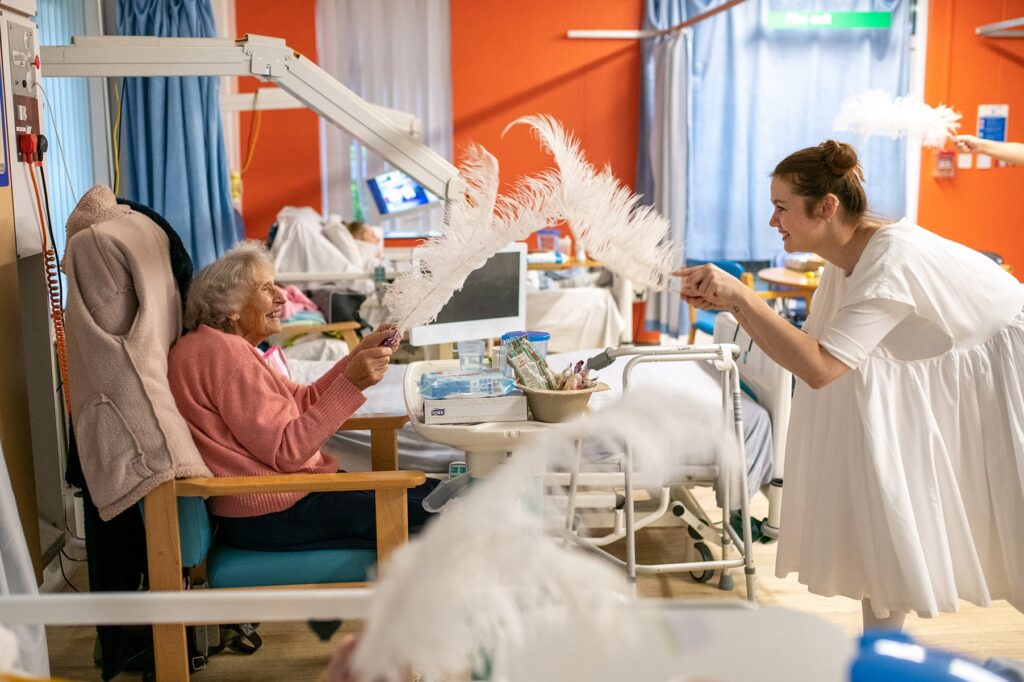 The Original Spinners, an inclusive community dance company dance for Dementia Southmead Hospital, Bristol.